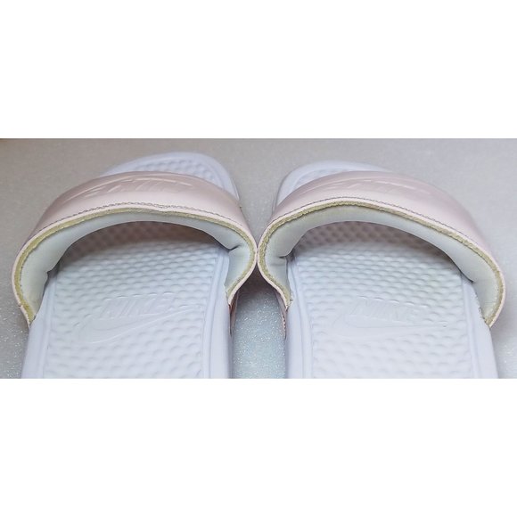 Women's Nike Light Pink & White Swoosh Benassi Soft Midsole Slides Sandals Sz 6 - Picture 7 of 12